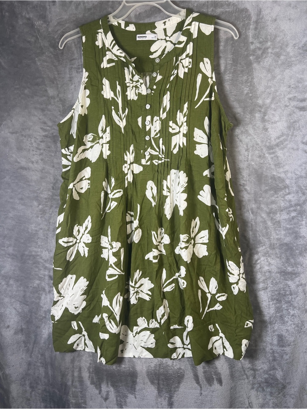 Sonoma Olive Green Sleeveless Floral Tunic - Picture 5 of 10